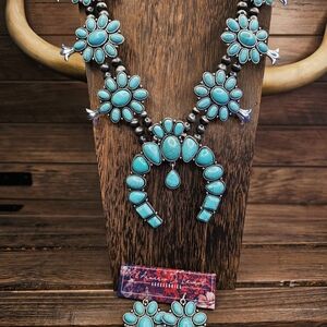 Turquoise Floral Necklace Set